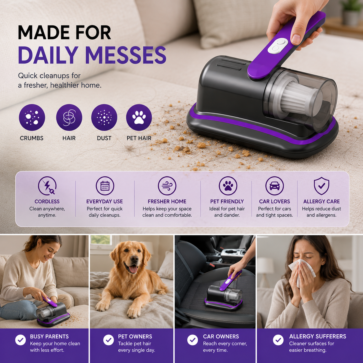 Luvia Go® | Cordless Portable Mattress &amp; Surface Vacuum